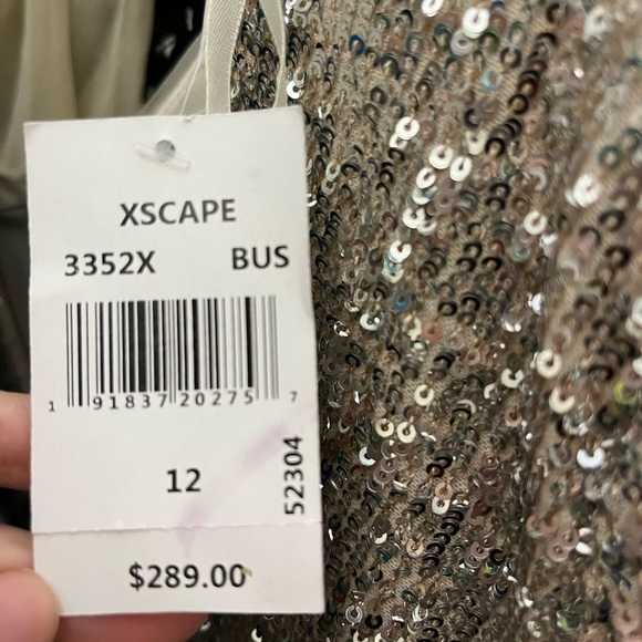 Xscape long sleeve evening gown - Picture 3 of 8